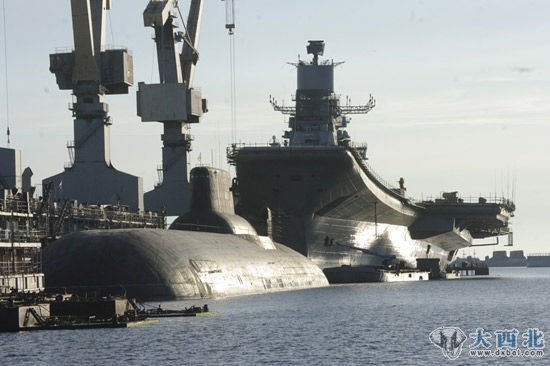 资料图：正在俄罗斯进行改装的“戈尔什科夫海军上将”号航母工程已经进入尾声。