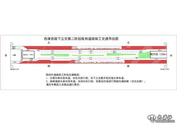 西津西路下立交第二阶段既有道路施工交通导改平面图