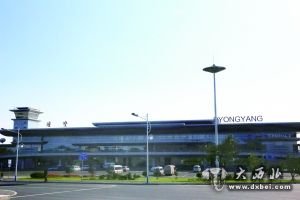 7月1日在朝鲜首都平壤拍摄的平壤国际机场新航站楼。